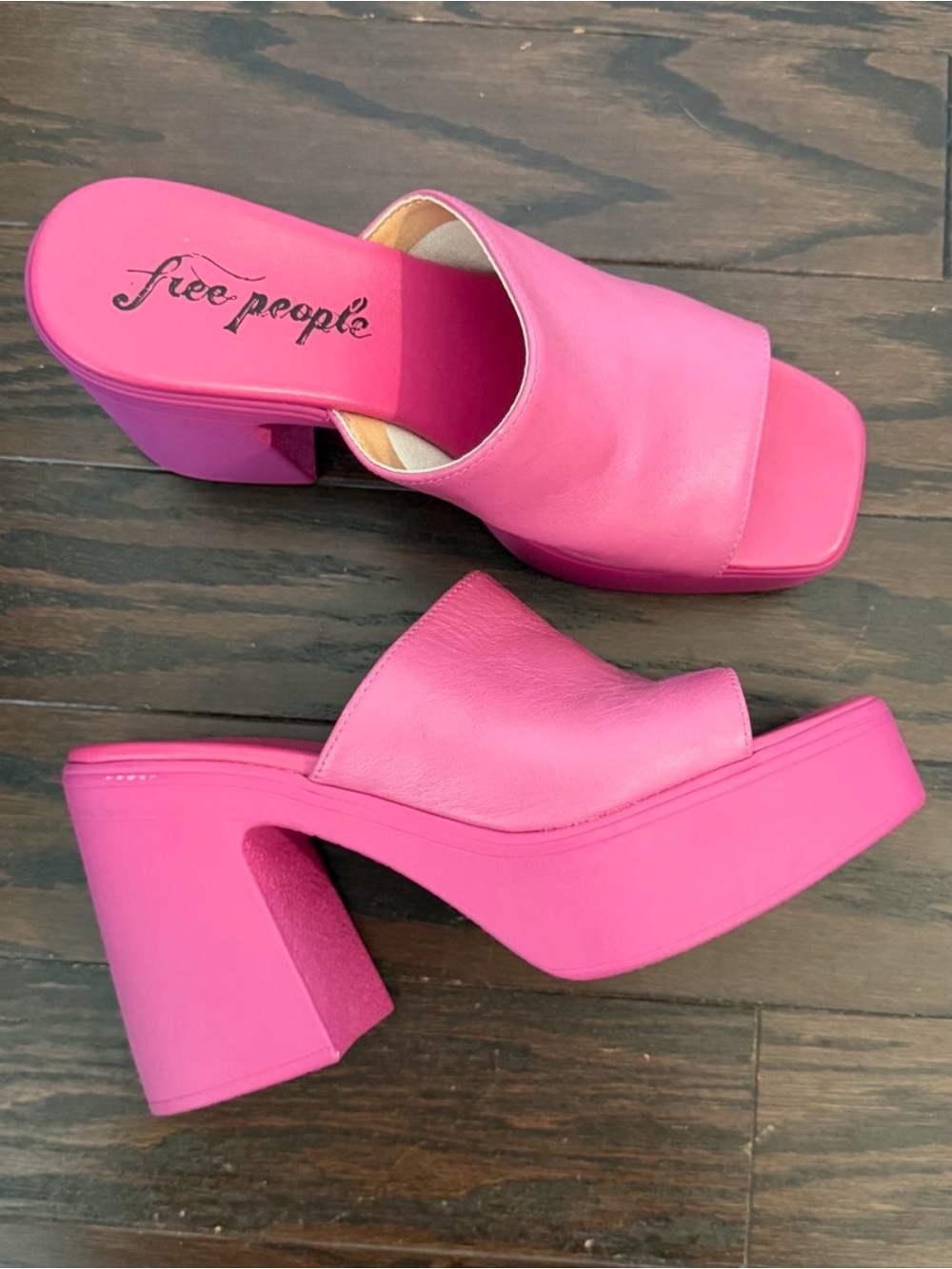 Free People Hot Pink Platform Mule Sandals
